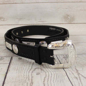 (sold)Nocona 44 Leather Belt Concho Black